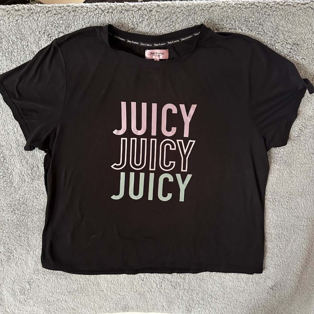 Juicy Couture Women's Sleepwear T-Shirt 1X Black Multicolor Juicy Graphic